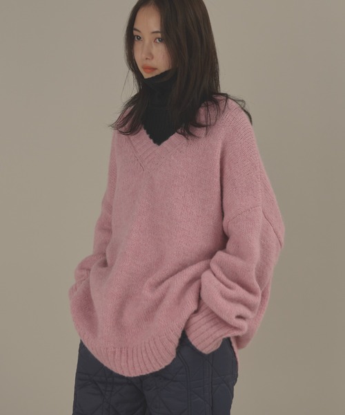 オーバーサイズVネックニット(ニット/セーター)|MERLOT(メルロー) オーバーサイズVネックニット(ニット/セーター)|MERLOT(メルロー)