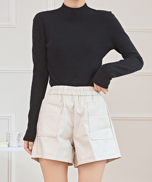 Lace Ladies(レースレディース)の「ポケット付き ウエストゴム レザー調 ショート パンツ(その他パンツ・レディース・アイボリー/ブラック/ブラウン・M/S/XL)」の19枚目の写真