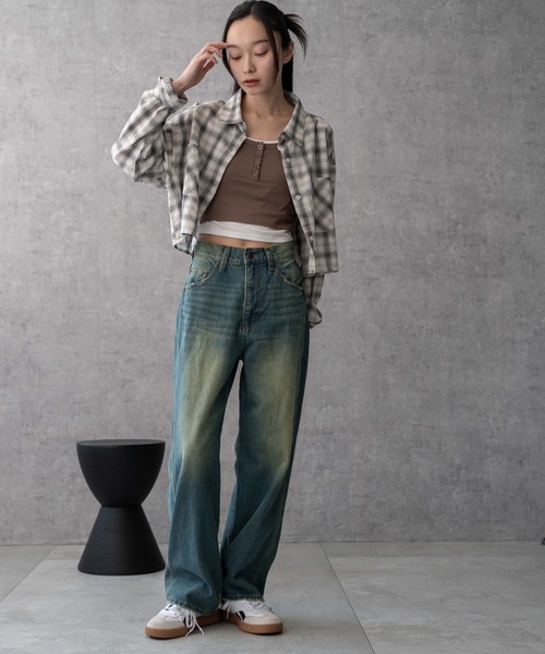 WEGO（ウィゴー）の「WEGO/【26年春 新色登場】ストレートデニムパンツ（デニムパンツ・レディース・ライトインディゴブルー/スカイブルー/ブラック系その他/ブラック/コバルトブルー/ダークブルー/インディゴブルー・SMALL/X-SMALL/LARGE/MEDIUM）」の8枚目の写真