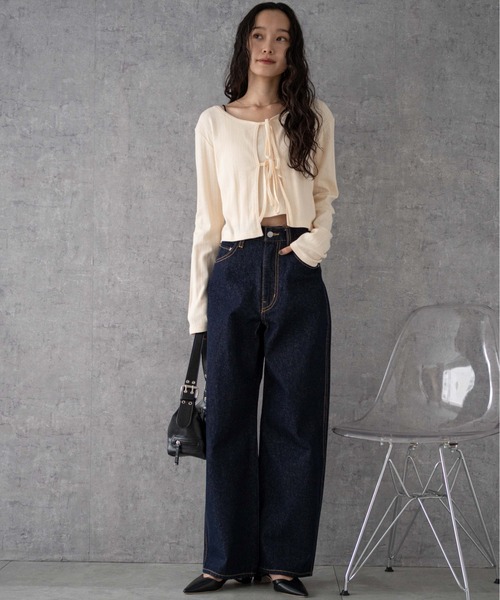 WEGO（ウィゴー）の「WEGO/【26年春 新色登場】ストレートデニムパンツ（デニムパンツ・レディース・ライトインディゴブルー/スカイブルー/ブラック系その他/ブラック/コバルトブルー/ダークブルー/インディゴブルー・SMALL/X-SMALL/LARGE/MEDIUM）」の10枚目の写真