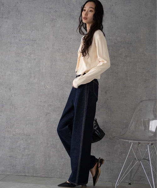 WEGO（ウィゴー）の「WEGO/【26年春 新色登場】ストレートデニムパンツ（デニムパンツ・レディース・ライトインディゴブルー/スカイブルー/ブラック系その他/ブラック/コバルトブルー/ダークブルー/インディゴブルー・SMALL/X-SMALL/LARGE/MEDIUM）」の14枚目の写真