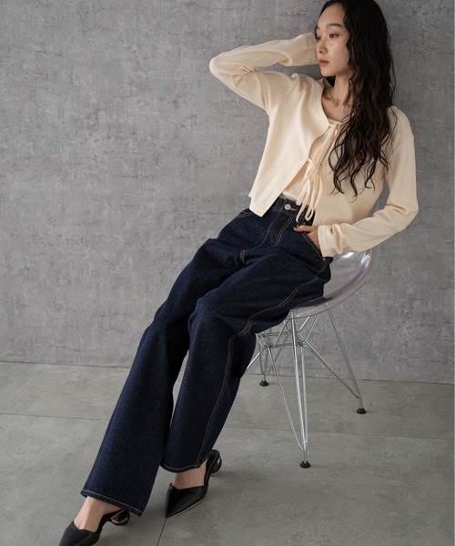 WEGO（ウィゴー）の「WEGO/【26年春 新色登場】ストレートデニムパンツ（デニムパンツ・レディース・ライトインディゴブルー/スカイブルー/ブラック系その他/ブラック/コバルトブルー/ダークブルー/インディゴブルー・SMALL/X-SMALL/LARGE/MEDIUM）」の15枚目の写真