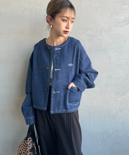 DANTON（ダントン）の「[DANTON/ダントン] 11oz ショート丈ノーカラーデニムジャケット（ノーカラージャケット・レディース・インディゴブルー・38）」の5枚目の写真