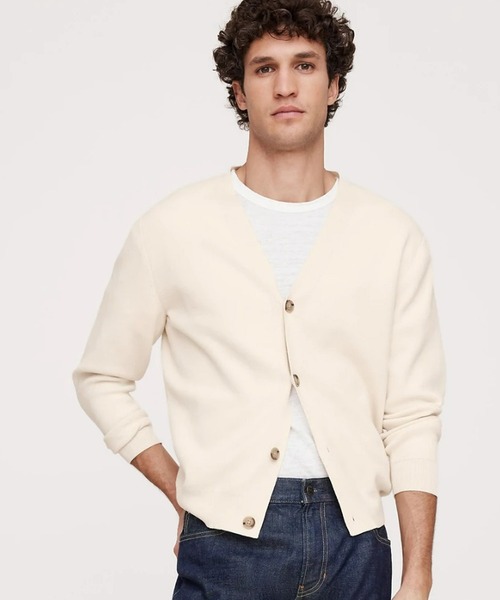 Banana Republic(バナナリパブリック)の「リラックス コットン カーディガンセーター◆(カーディガン/ボレロ・メンズ・アイボリー/ブラック/ネイビー・S/M/L/XL)」の2枚目の写真