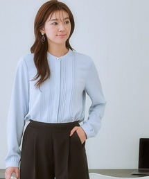 7days Life Styling | ストレッチパウダーサテンピンタックブラウス(しわになりにくい・速乾・洗濯機OK・UVカット)<大きいサイズ有>(シャツ/ブラウス)