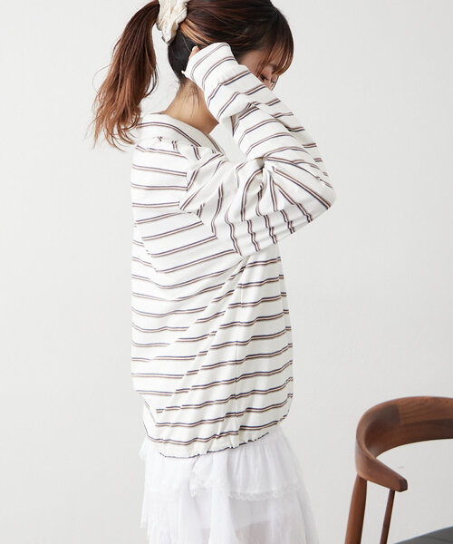 w closet（ダブルクローゼット）の「ボーダーポロT（Tシャツ/カットソー・レディース・パープル/ブルー/アイボリー・FREE）」の15枚目の写真