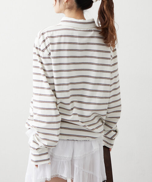 w closet（ダブルクローゼット）の「ボーダーポロT（Tシャツ/カットソー・レディース・パープル/ブルー/アイボリー・FREE）」の16枚目の写真