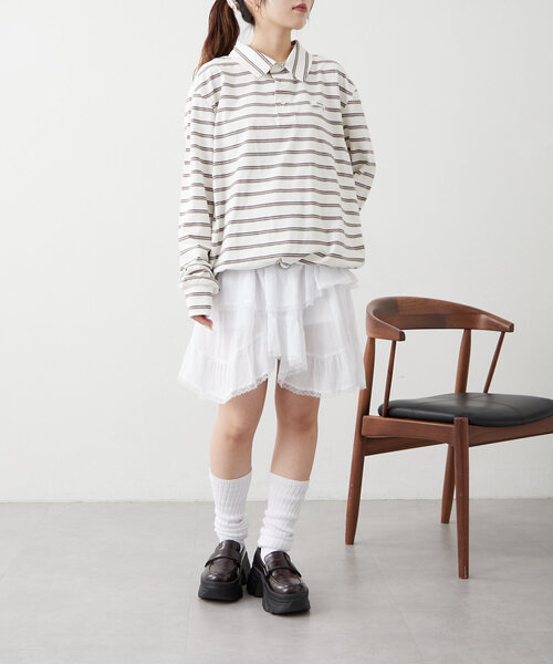 w closet（ダブルクローゼット）の「ボーダーポロT（Tシャツ/カットソー・レディース・パープル/ブルー/アイボリー・FREE）」の19枚目の写真