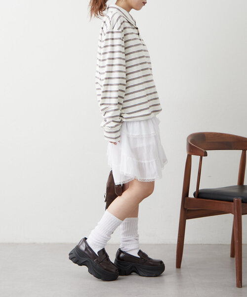 w closet（ダブルクローゼット）の「ボーダーポロT（Tシャツ/カットソー・レディース・パープル/ブルー/アイボリー・FREE）」の20枚目の写真