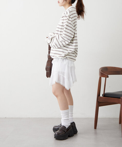 w closet（ダブルクローゼット）の「ボーダーポロT（Tシャツ/カットソー・レディース・パープル/ブルー/アイボリー・FREE）」の21枚目の写真