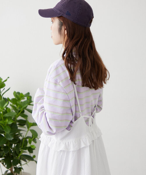 w closet（ダブルクローゼット）の「ボーダーポロT（Tシャツ/カットソー・レディース・パープル/ブルー/アイボリー・FREE）」の5枚目の写真