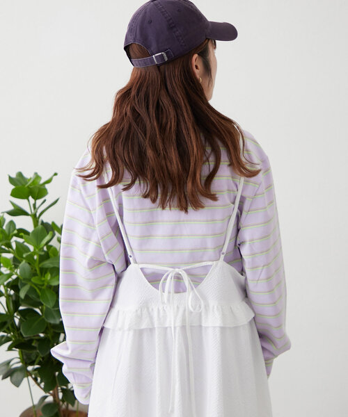 w closet（ダブルクローゼット）の「ボーダーポロT（Tシャツ/カットソー・レディース・パープル/ブルー/アイボリー・FREE）」の6枚目の写真