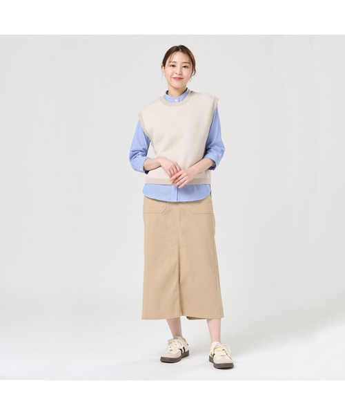 TOKYO SHIRTS（トウキョウシャツ）の「鹿の子フレンチ レディースニットベスト（ベスト・レディース・ライトグレー/グリーン・M/L）」の13枚目の写真