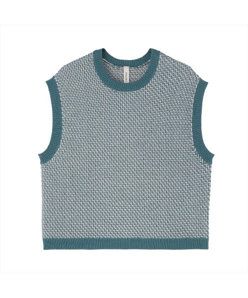 TOKYO SHIRTS（トウキョウシャツ）の「鹿の子フレンチ レディースニットベスト（ベスト・レディース・ライトグレー/グリーン・M/L）」の8枚目の写真