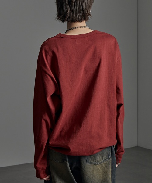 CIYOT(シヨウト)の「【CIYOT】ハートロゴ ワンポイント刺繍 ドロストバルーンシルエットクルーネックロンT(Tシャツ/カットソー・メンズ・ダークグレー/オフホワイト/ブラック/レッド系・M/L)」の10枚目の写真