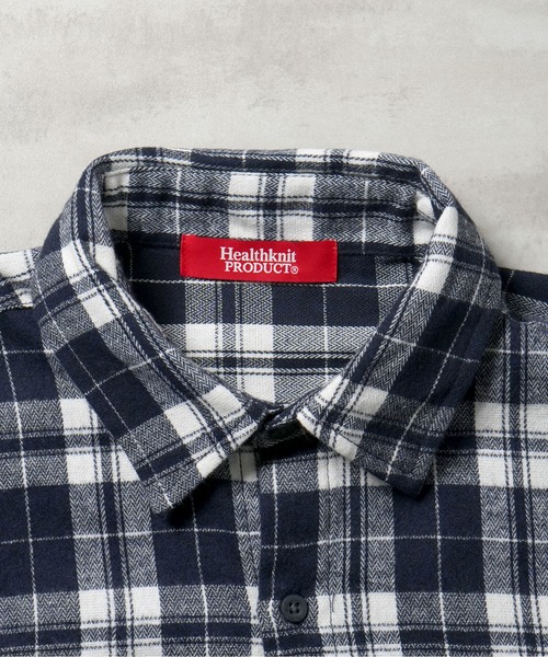 別注【Healthknit Product】Vintage-like check flannel shirt