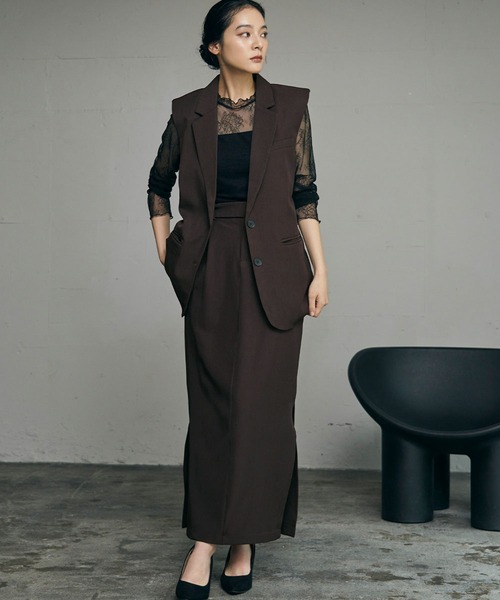 セール】オーバーサイズテーラードジレ サイドスリットスカート