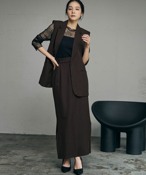 セール】オーバーサイズテーラードジレ サイドスリットスカート