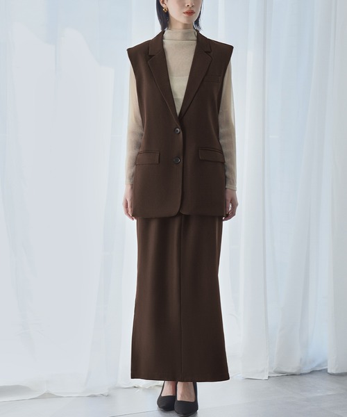 セール】オーバーサイズテーラードジレ サイドスリットスカート