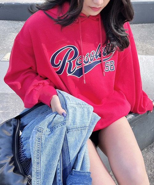 INGNI（イング）の「ベースボールロゴパーカーチュニック（パーカー・レディース・ブラック×グレー/ベージュ系その他/ベージュ系その他2/レッド系・M）」の22枚目の写真