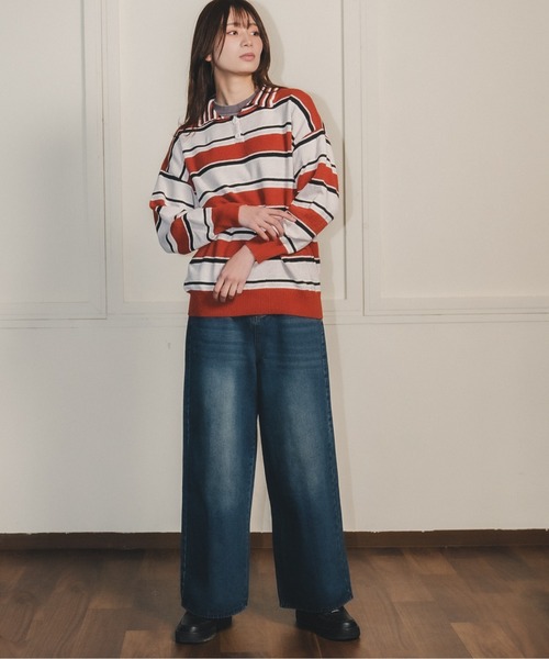 madrepadre(マドレパドレ)の「ワイドストレートメンズライクデニムパンツ(デニムパンツ・レディース・ネイビー・MEDIUM/LARGE)」の4枚目の写真