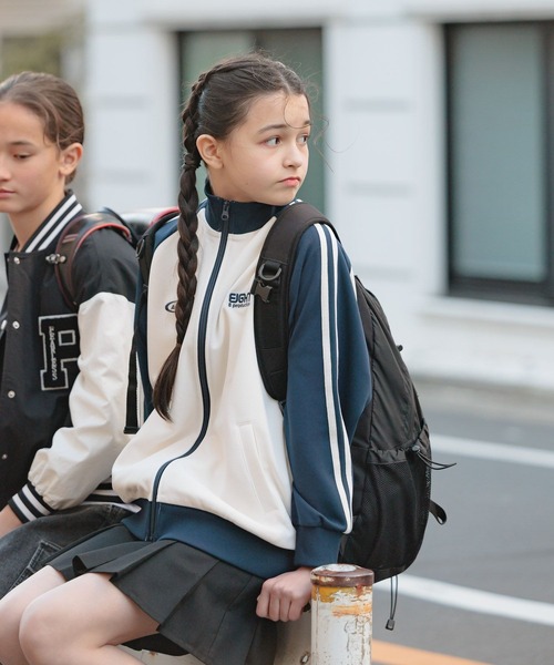 GLOBAL WORK（グローバルワーク）の「BIGトラックジャケット/291990（ジャージ・キッズ・ホワイト×ネイビー/グリーン・150cm/140cm/160cm/170cm）」の6枚目の写真