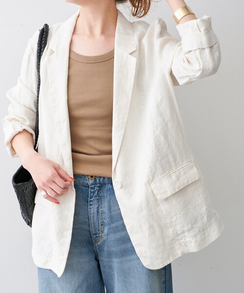 Spick & Span（スピックアンドスパン）の「《追加》リネンエアリージャケット（テーラードジャケット・レディース・チャコールグレー/アイボリー/ホワイト系その他・40/38/36/34）」の15枚目の写真