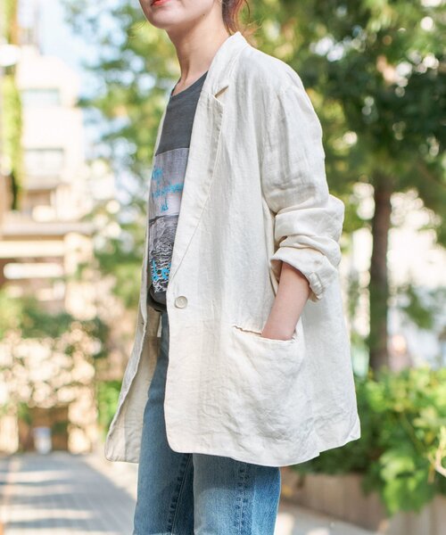 Spick & Span（スピックアンドスパン）の「《追加》リネンエアリージャケット（テーラードジャケット・レディース・チャコールグレー/アイボリー/ホワイト系その他・40/38/36/34）」の22枚目の写真