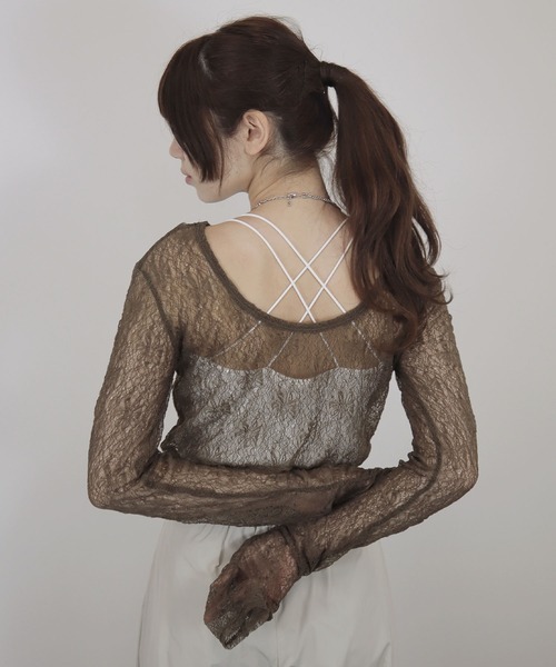 セール】【ZOZO限定】シャーリングレーストップス／shirring