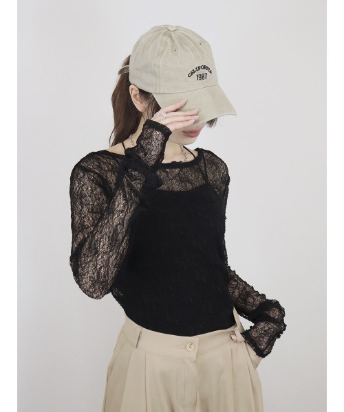 セール】【ZOZO限定】シャーリングレーストップス／shirring
