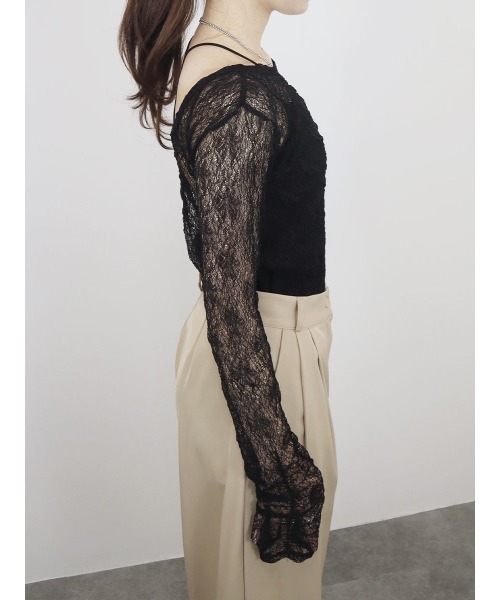 セール】【ZOZO限定】シャーリングレーストップス／shirring