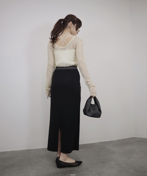 セール】【ZOZO限定】シャーリングレーストップス／shirring lace top