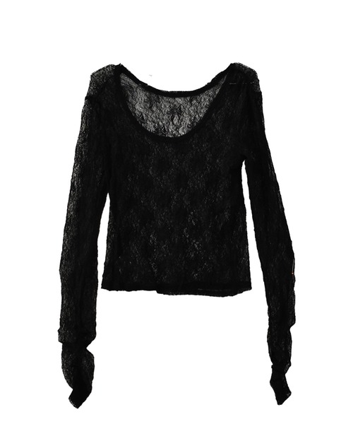 Reurie'（レウリィ）の「【ZOZO限定】シャーリングレーストップス／shirring lace top 長袖 シアー きれいめ ガーリー バレエコア 韓国ファッション インナー レイヤード 重ね着（Tシャツ/カットソー・レディース・ホワイト/ブラック/ブラウン・FREE）」の15枚目の写真