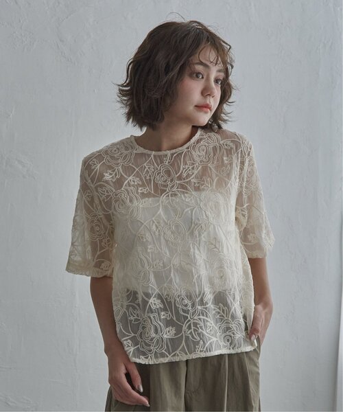notch.(ノッチ)の「オーガンジーコード刺繍ブラウス(シャツ/ブラウス・レディース・ブラック/アイボリー・M)」の13枚目の写真