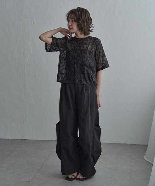 notch.(ノッチ)の「オーガンジーコード刺繍ブラウス(シャツ/ブラウス・レディース・ブラック/アイボリー・M)」の9枚目の写真