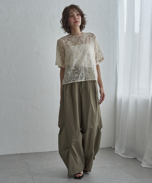 notch.(ノッチ)の「オーガンジーコード刺繍ブラウス(シャツ/ブラウス・レディース・ブラック/アイボリー・M)」の5枚目の写真