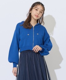 クロップドニットフーディー