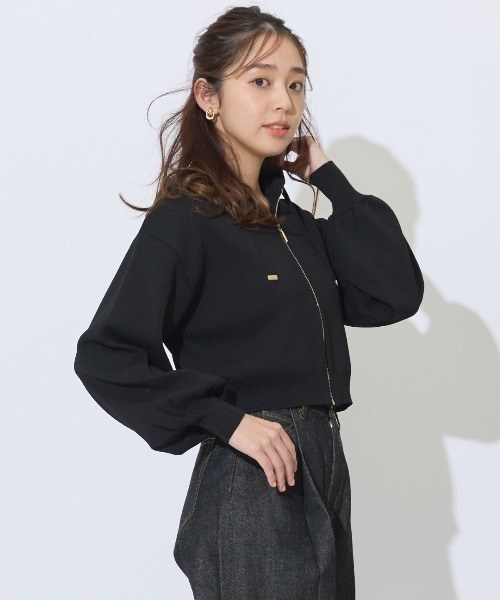 AND COUTURE（アンドクチュール）の「クロップドニットフーディー（パーカー・レディース・イエロー/ブルー/アイボリー/ブラック・FREE）」の22枚目の写真