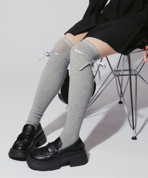 専用✴︎リスりんごJSK、ニーハイ セール】Lolita Ribbon Knee High Socks / ロリータリボンニー