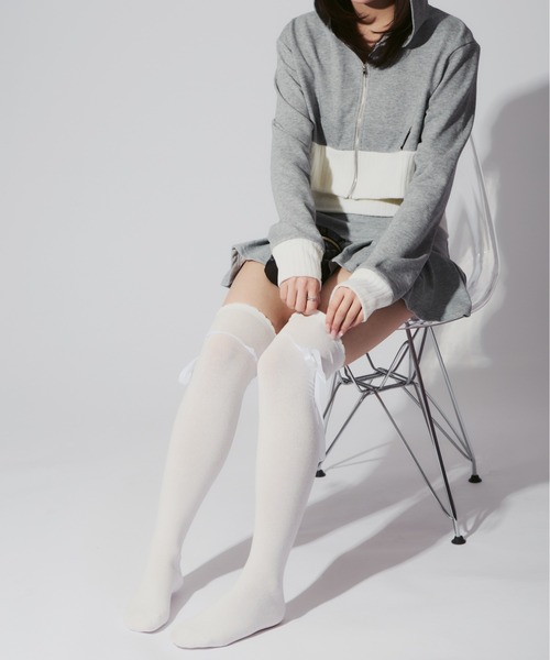 セール】Lolita Ribbon Knee High Socks / ロリータリボンニー