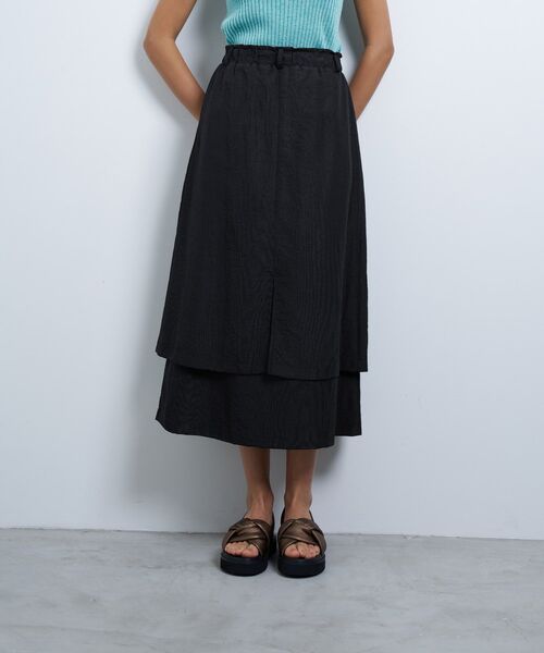 LANVIN en Bleu（ランバンオンブルー）の「撥水レイヤードスカート（スカート・レディース・オレンジ/オフホワイト/ブラック・38/36）」の3枚目の写真