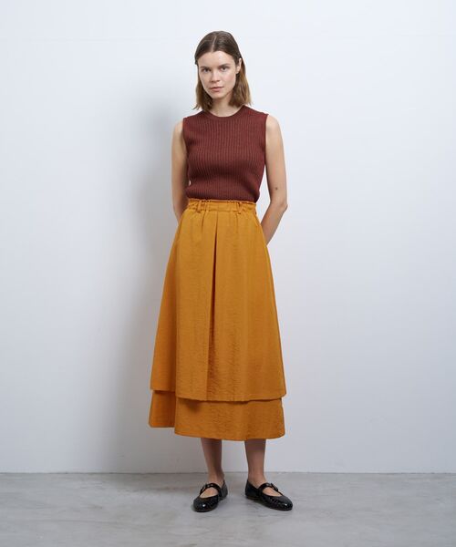 LANVIN en Bleu（ランバンオンブルー）の「撥水レイヤードスカート（スカート・レディース・オレンジ/オフホワイト/ブラック・38/36）」の4枚目の写真