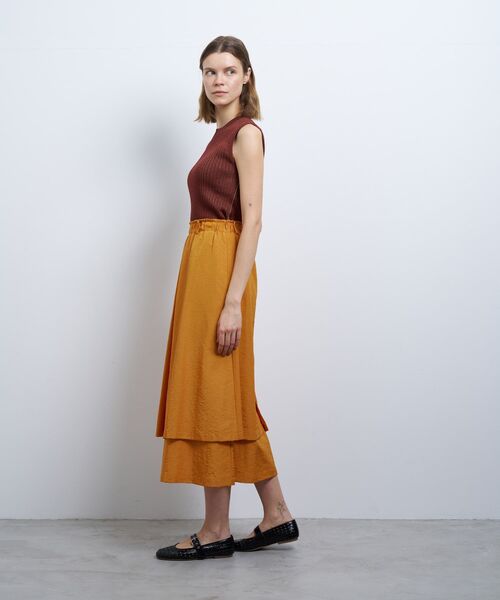 LANVIN en Bleu（ランバンオンブルー）の「撥水レイヤードスカート（スカート・レディース・オレンジ/オフホワイト/ブラック・38/36）」の5枚目の写真