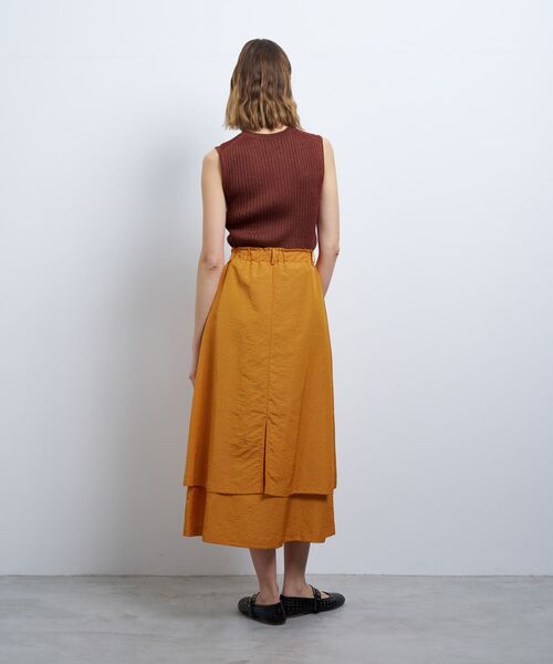 LANVIN en Bleu（ランバンオンブルー）の「撥水レイヤードスカート（スカート・レディース・オレンジ/オフホワイト/ブラック・38/36）」の6枚目の写真