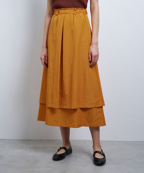 LANVIN en Bleu（ランバンオンブルー）の「撥水レイヤードスカート（スカート・レディース・オレンジ/オフホワイト/ブラック・38/36）」の7枚目の写真