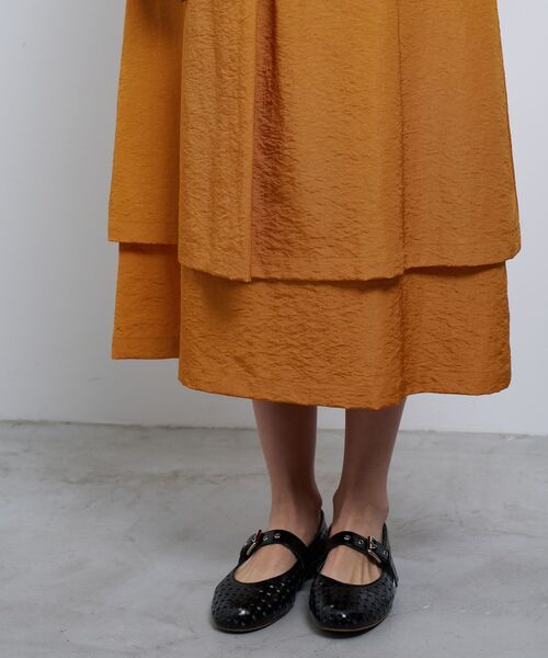 LANVIN en Bleu（ランバンオンブルー）の「撥水レイヤードスカート（スカート・レディース・オレンジ/オフホワイト/ブラック・38/36）」の11枚目の写真