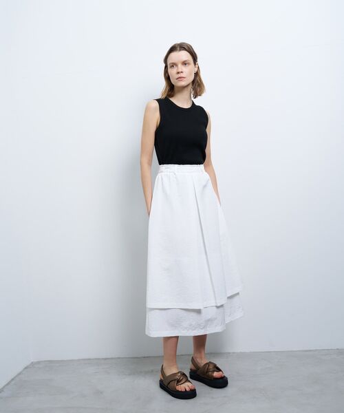 LANVIN en Bleu（ランバンオンブルー）の「撥水レイヤードスカート（スカート・レディース・オレンジ/オフホワイト/ブラック・38/36）」の15枚目の写真