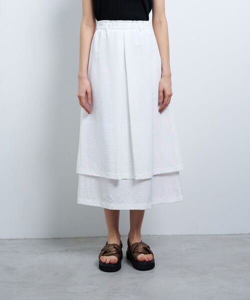 LANVIN en Bleu（ランバンオンブルー）の「撥水レイヤードスカート（スカート・レディース・オレンジ/オフホワイト/ブラック・38/36）」の16枚目の写真