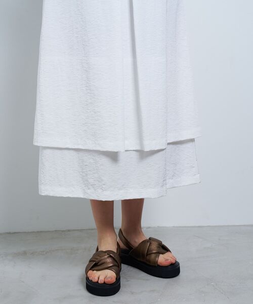 LANVIN en Bleu（ランバンオンブルー）の「撥水レイヤードスカート（スカート・レディース・オレンジ/オフホワイト/ブラック・38/36）」の20枚目の写真