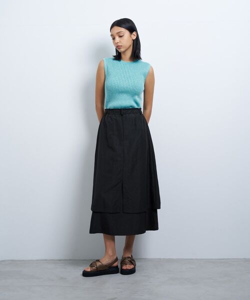 LANVIN en Bleu（ランバンオンブルー）の「撥水レイヤードスカート（スカート・レディース・オレンジ/オフホワイト/ブラック・38/36）」の21枚目の写真